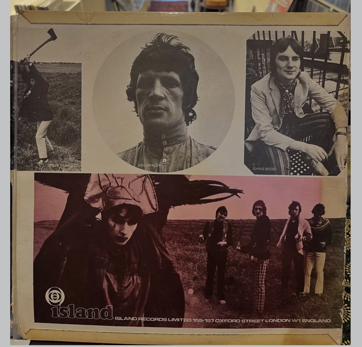 Gatefold portraits inside a Traffic LP on Island Records