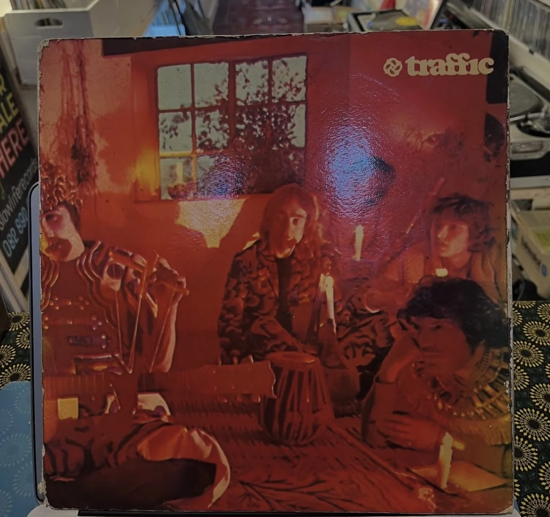 Front cover of Traffic's 'Mr. Fantasy' LP photographed in the store's crate